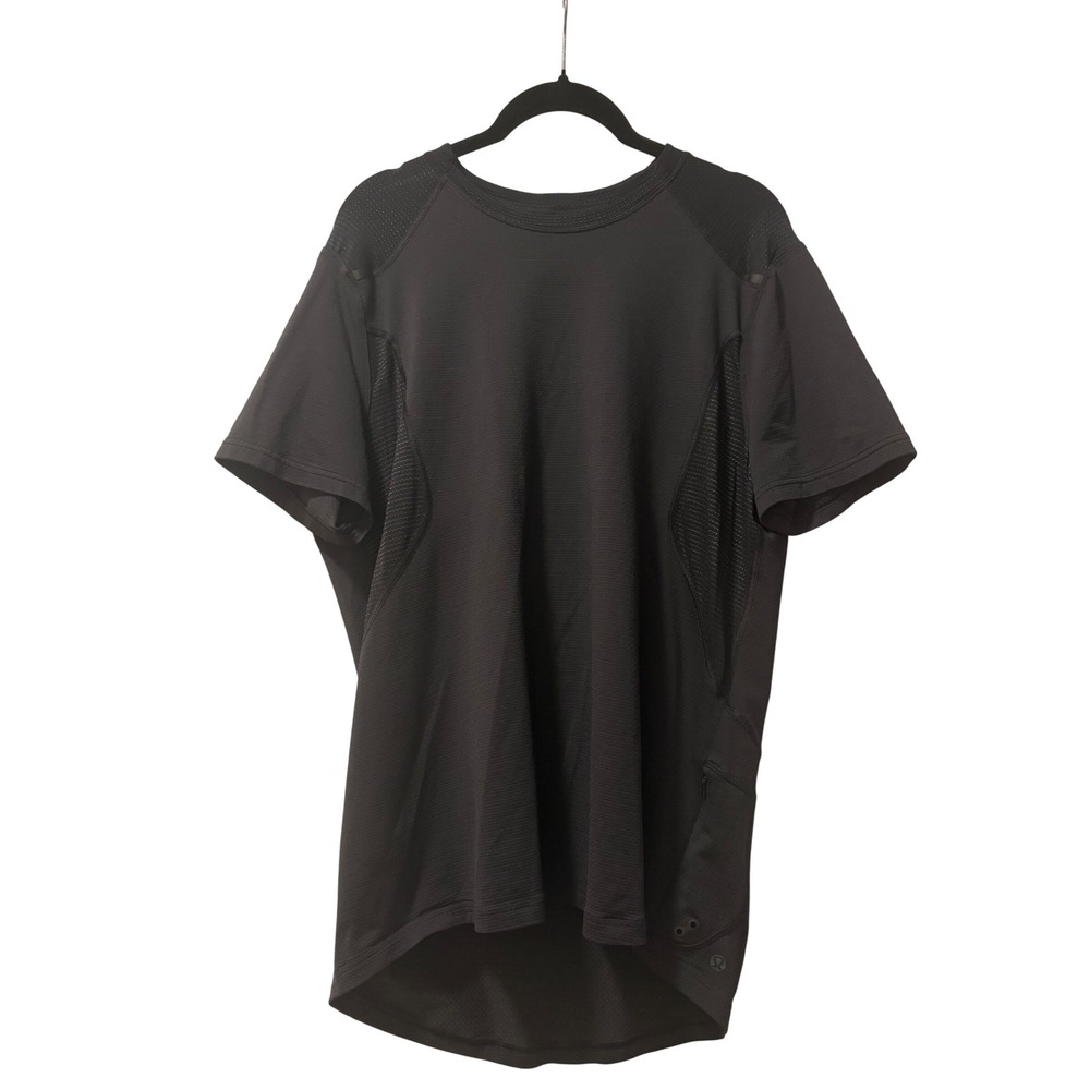 Lululemon Mens Metal Vent Tech Short Sleeve Shirt Black Mesh Back Reflective
